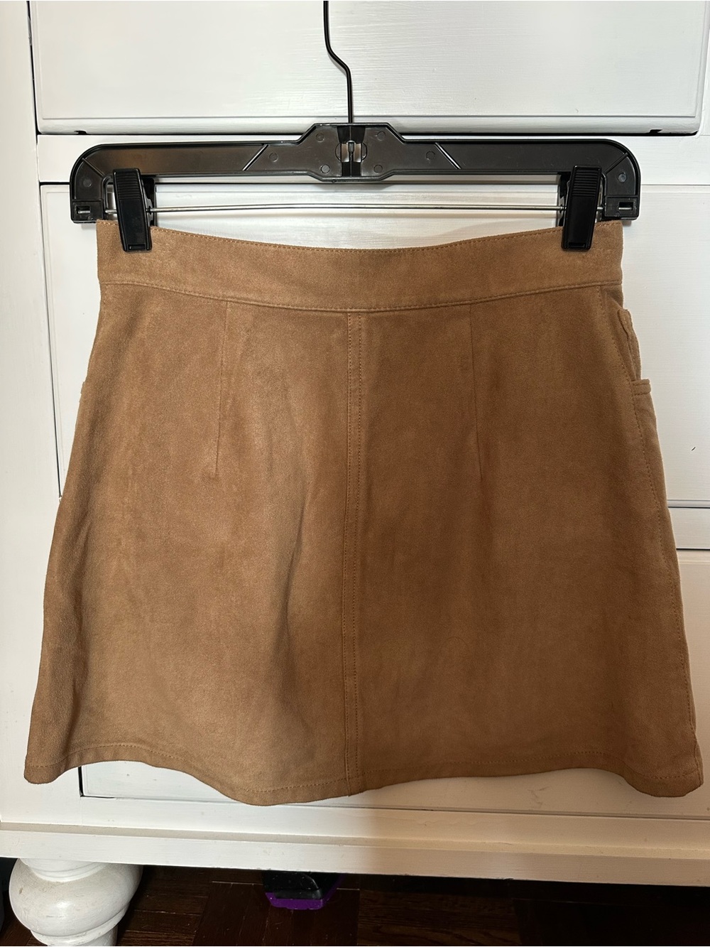 Express Camel Button-Front Mini Skirt - Picture 2 of 7
